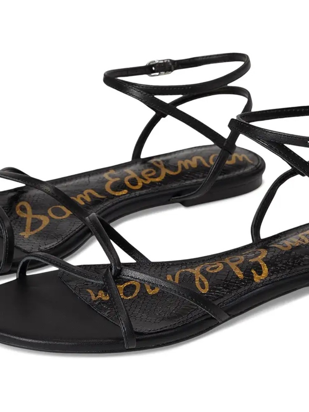 Sam Edelman Elina Black Strappy Flat Sandals, size 7